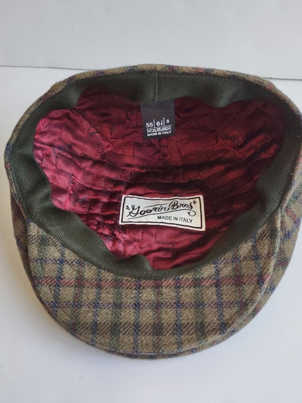 Goorin Bros Italy Glen Plaid Wool Newsboy Cap Alfonso D'Este Size 55  US 6 7/8 - Picture 3 of 14